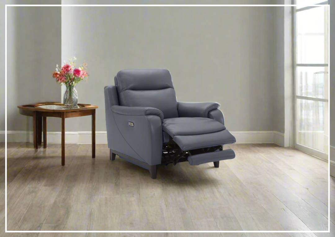 Gio Italia Leonard Dual Power Leather Recliner Chair in Gray-SOFABED