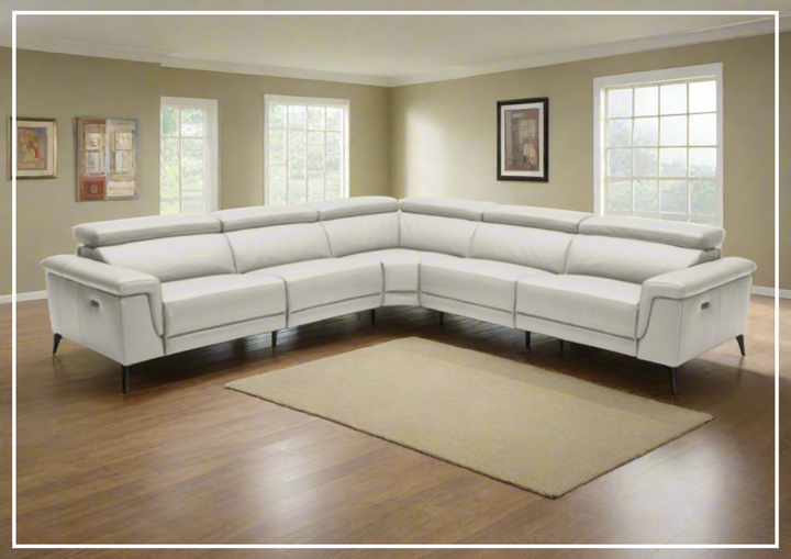 Gio Italia Hendrix Leather Power Sectional Sofa with Two Recliners-Sofabed