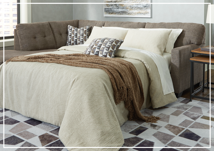 Gio Italia Marston Fabric 2-Piece Sleeper Sectional with Chaise In Light and Dark Color Options