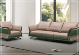 Klaussner Giada 3-Seater Brown Leather Sofa with Cushion Padded Arms