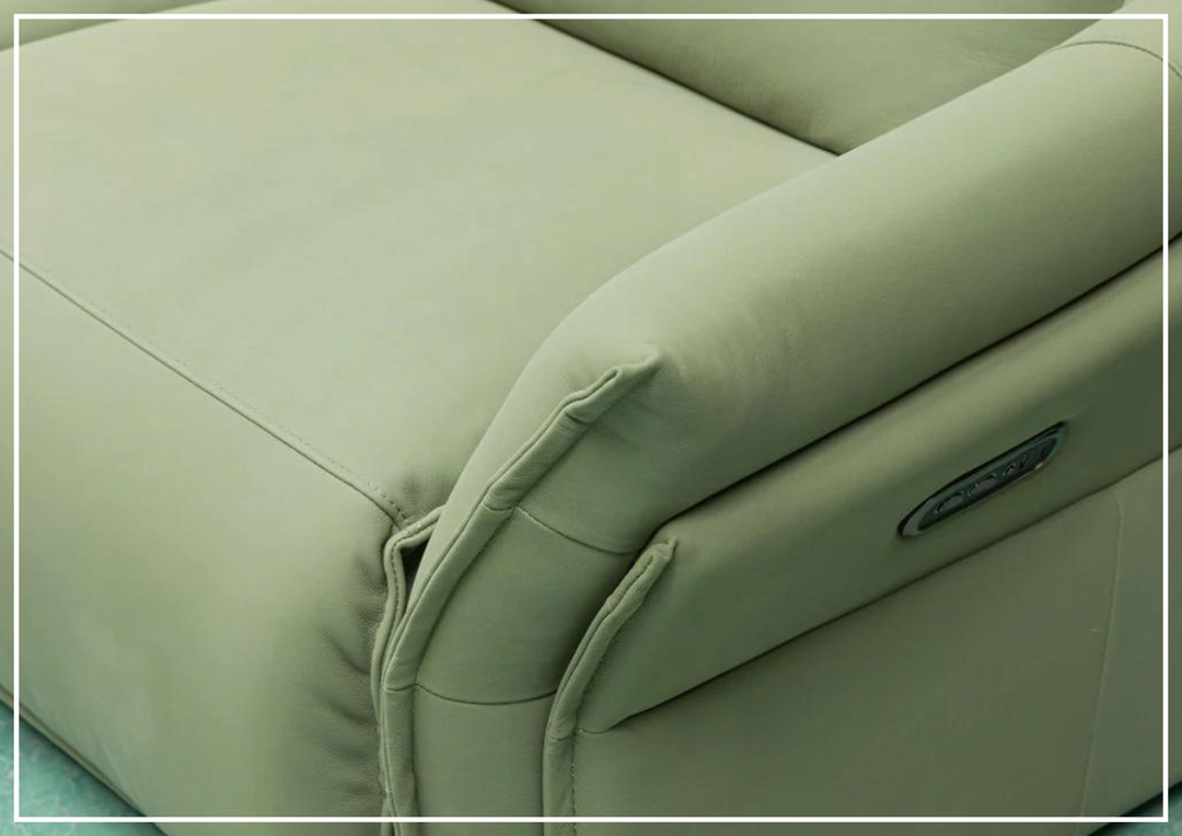 Klaussner Vittoria 3-Seater Leather Power Reclining Sofa in Green