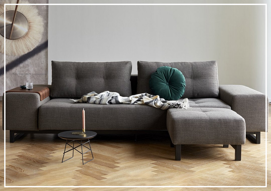 Innovation Living Grand DEL 2-Seater Fabric Sleeper Sofa with Ottoman-SOFABED