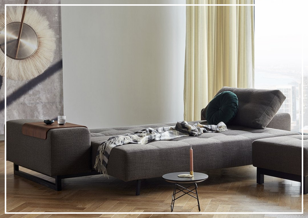 Innovation Living Grand DEL 2-Seater Fabric Sleeper Sofa with Ottoman-SOFABED