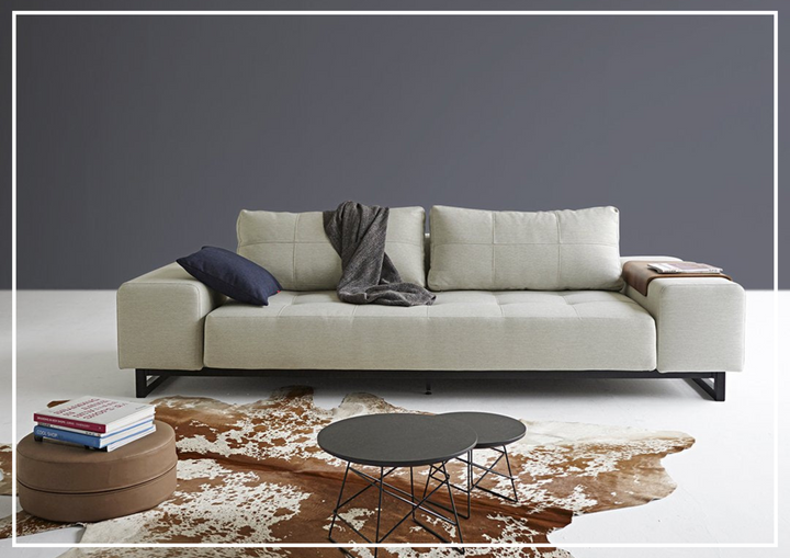 Innovation Living Grand DEL 2-Seater Fabric Sleeper Sofa with Ottoman-SOFABED