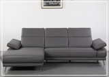 Gio Italia Mercer Leather Sectional Chaise with Adjustable Armrest-SOFABED