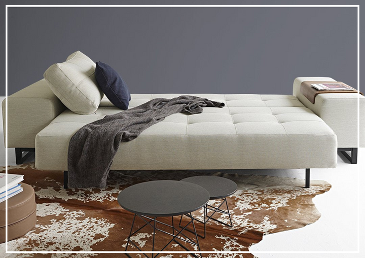 Innovation Living Grand DEL 2-Seater Fabric Sleeper Sofa with Ottoman-SOFABED