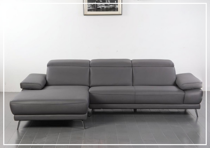 Gio Italia Mercer Leather Sectional Chaise with Adjustable Armrest-SOFABED