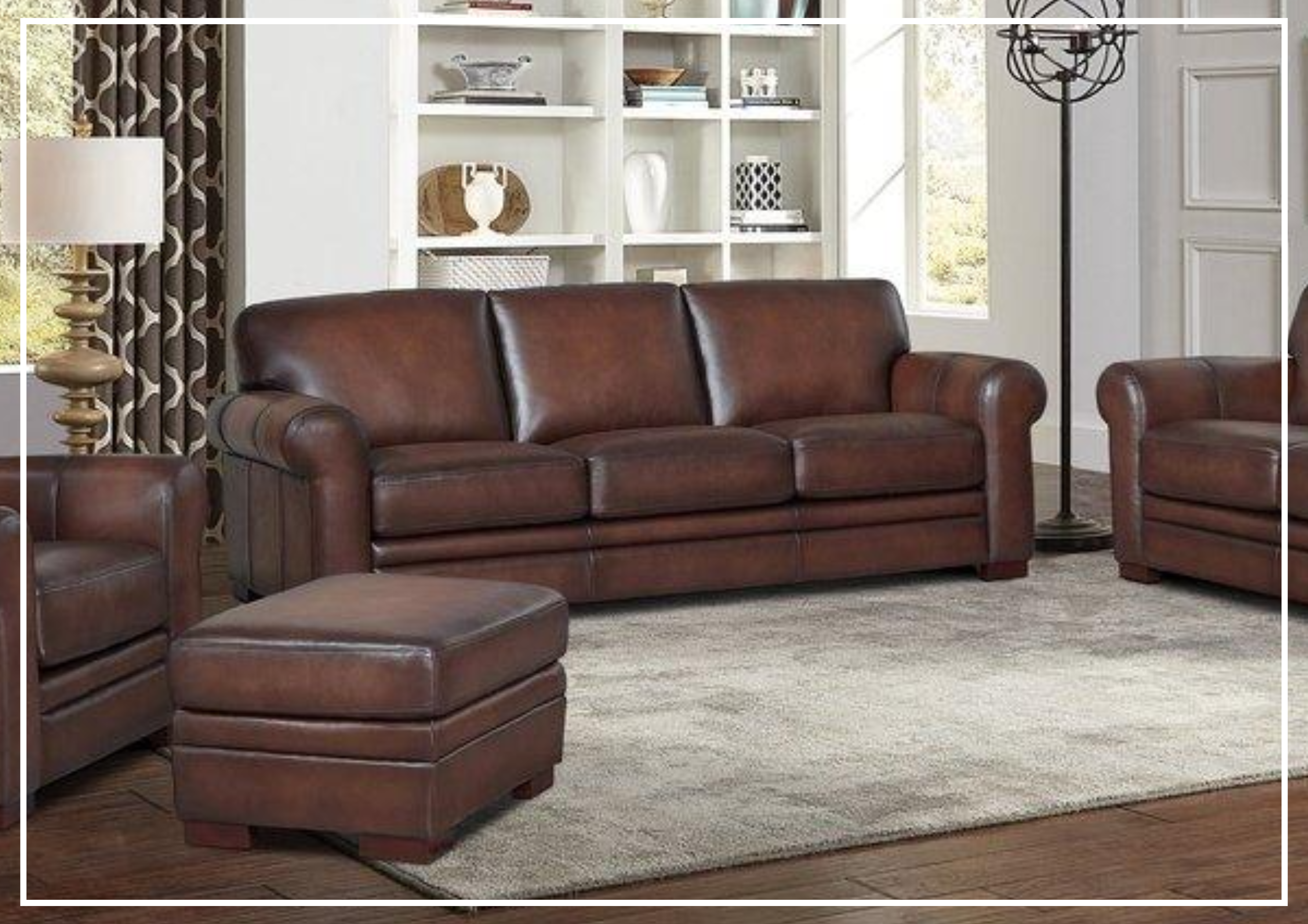 Shop Hydeline Brookfield Brown Top-Grain Leather 3-Seater Sofa