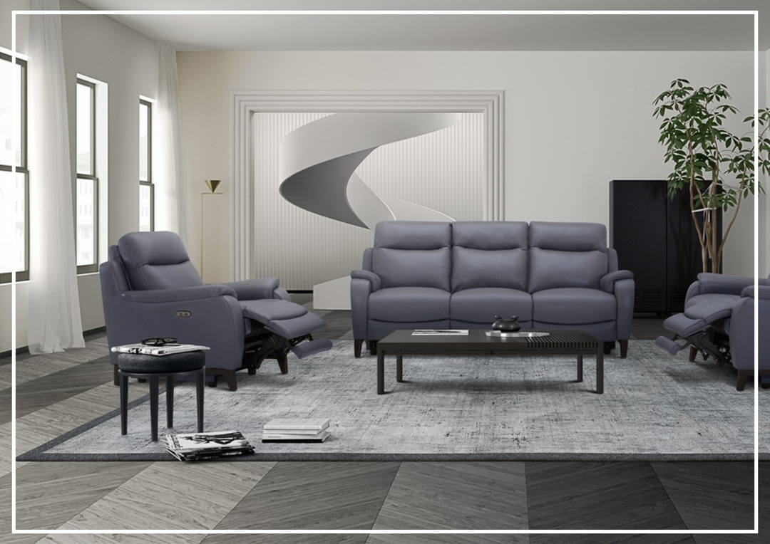 Gio Italia Leonard Dual Power Leather Recliner Chair in Gray-SOFABED