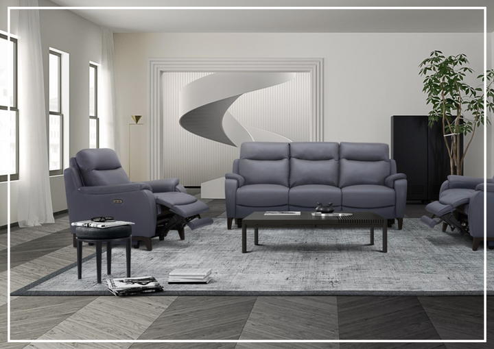 Gio Italia Leonard Dual Power Leather Recliner Chair in Gray-SOFABED