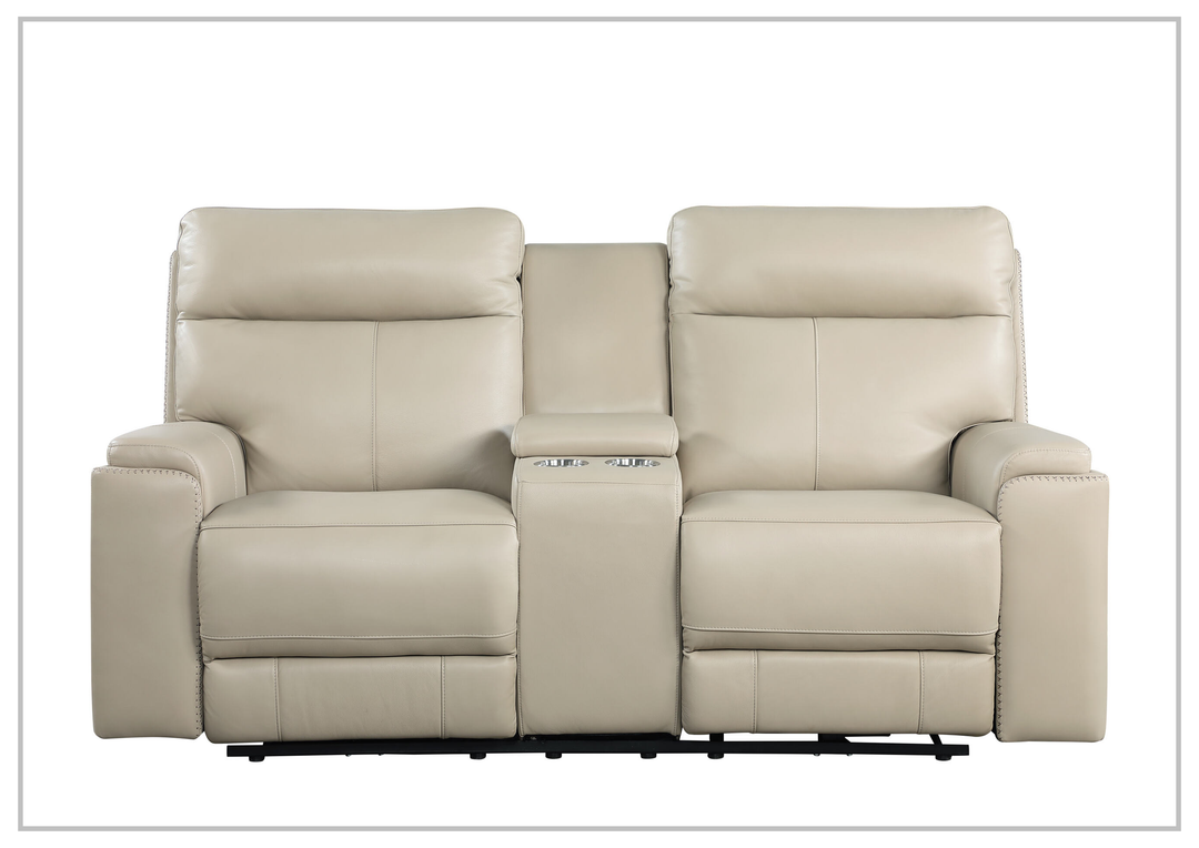 Gio Italia Bruna 2-Seater Leather Power Reclining Sofa With Console- Sofabed.com