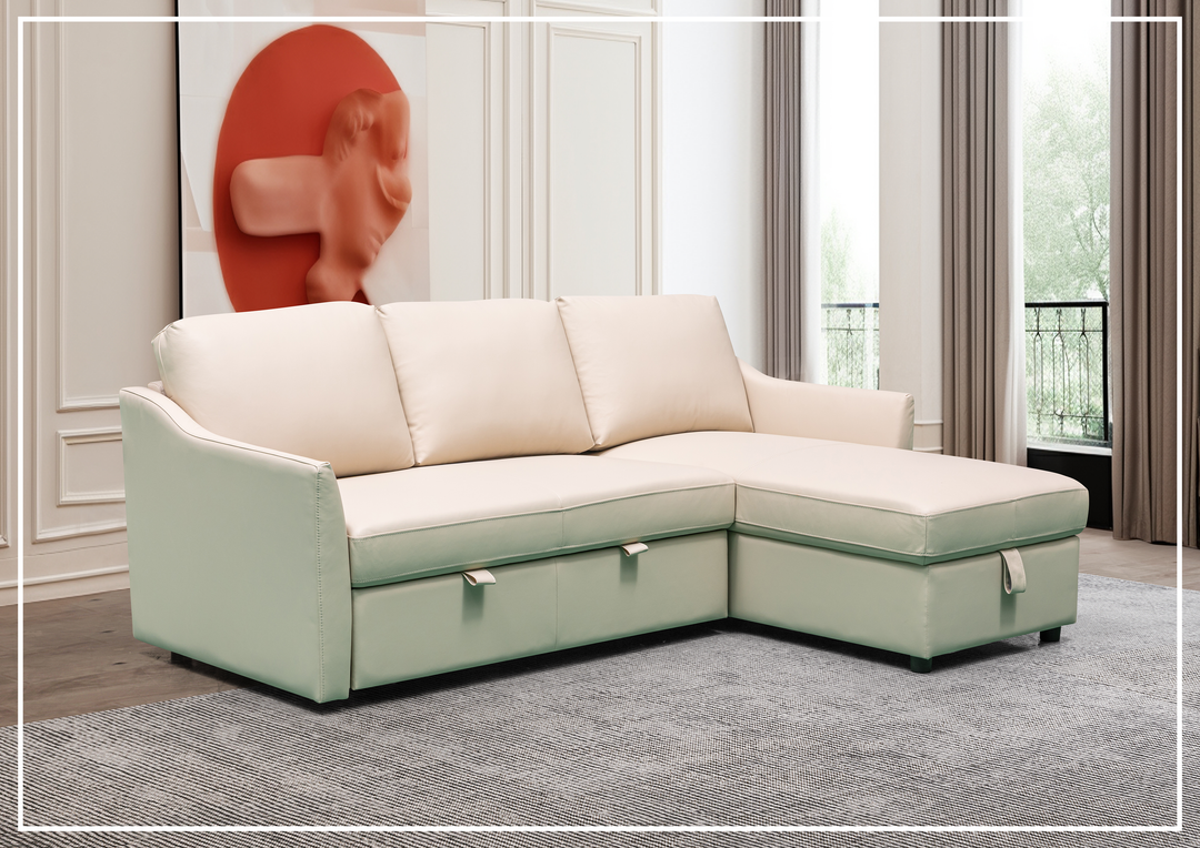 Gio Italia Merax L-Shaped Full XL Sectional Sleeper Sofa w/ Storage Chaise