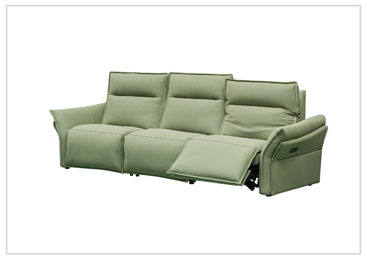 Klaussner Vittoria 3-Seater Leather Power Reclining Sofa in Green