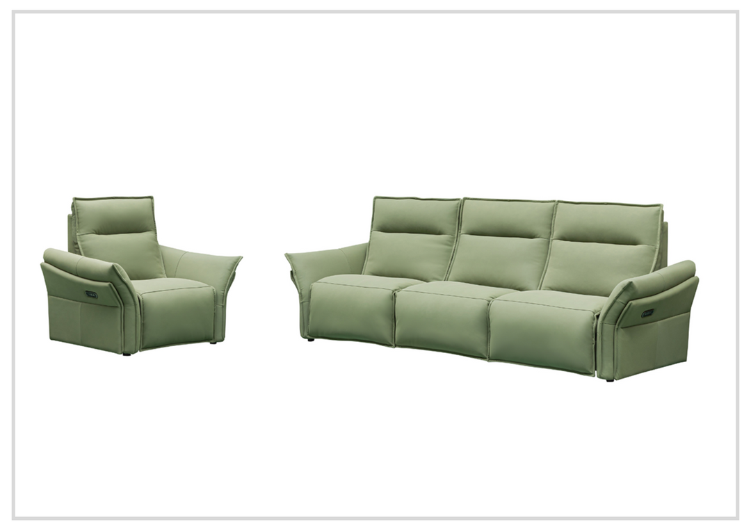 Klaussner Vittoria 3-Seater Leather Power Reclining Sofa in Green