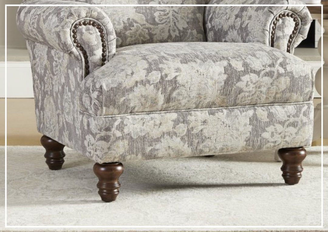Klaussner Barnum Traditional Fabric Accent Chair with Rolled Arms