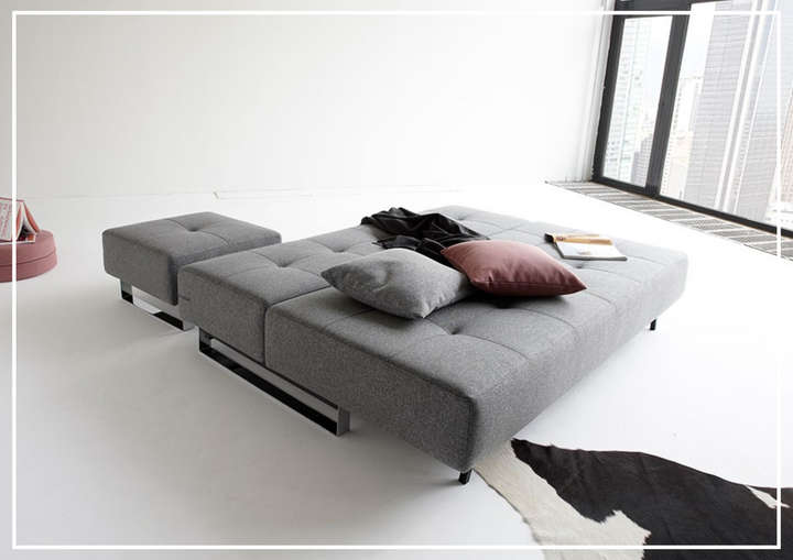 Innovation Living Supremax 2-Seater Fabric Sleeper Sofa with Ottoman-SOFABED