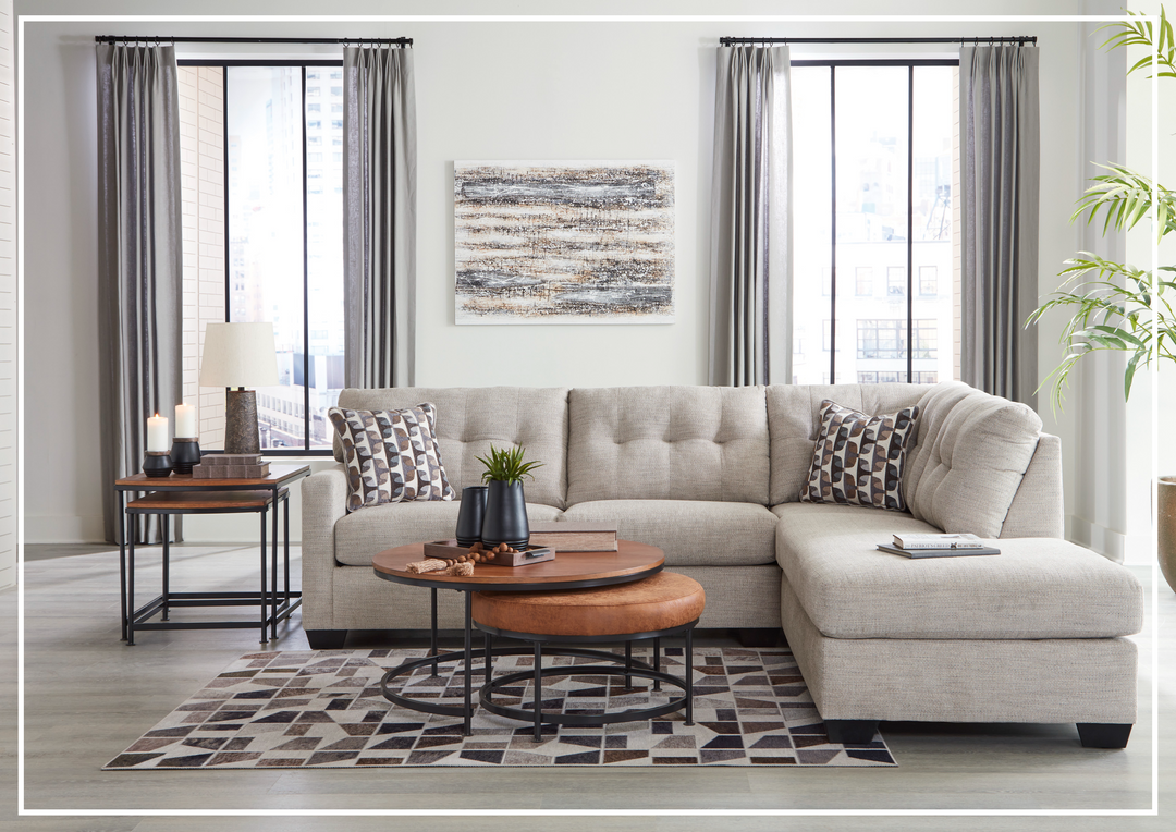 Gio Italia Marston Fabric 2-Piece Sleeper Sectional with Chaise In Light and Dark Color Options