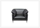 Klaussner Dolce Black Leather Stationary Chair with Cushion Arms