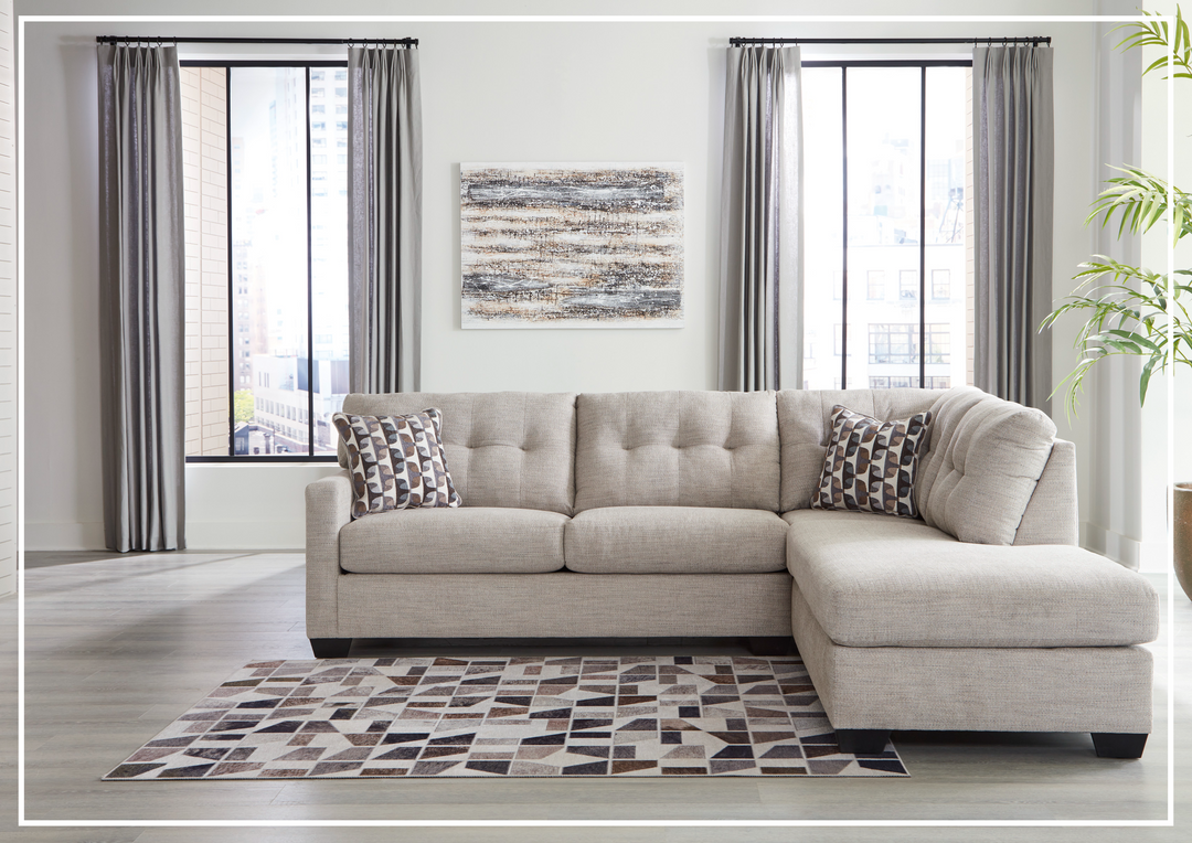 Gio Italia Marston Fabric 2-Piece Sleeper Sectional with Chaise In Light and Dark Color Options