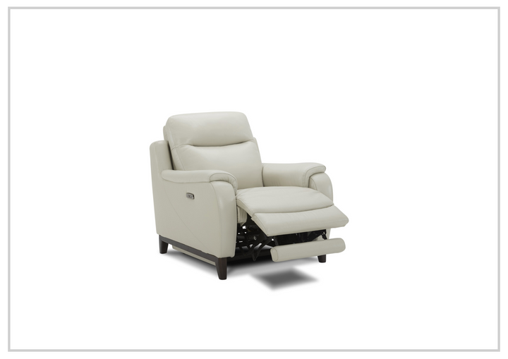 Gio Italia Leonard Dual Power Leather Recliner Chair in Gray-SOFABED