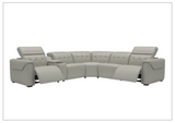Gio Italia Murray Leather Power Sectional Sofa In Gray-SOFABED