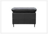 Klaussner Dolce Black Leather Stationary Chair with Cushion Arms