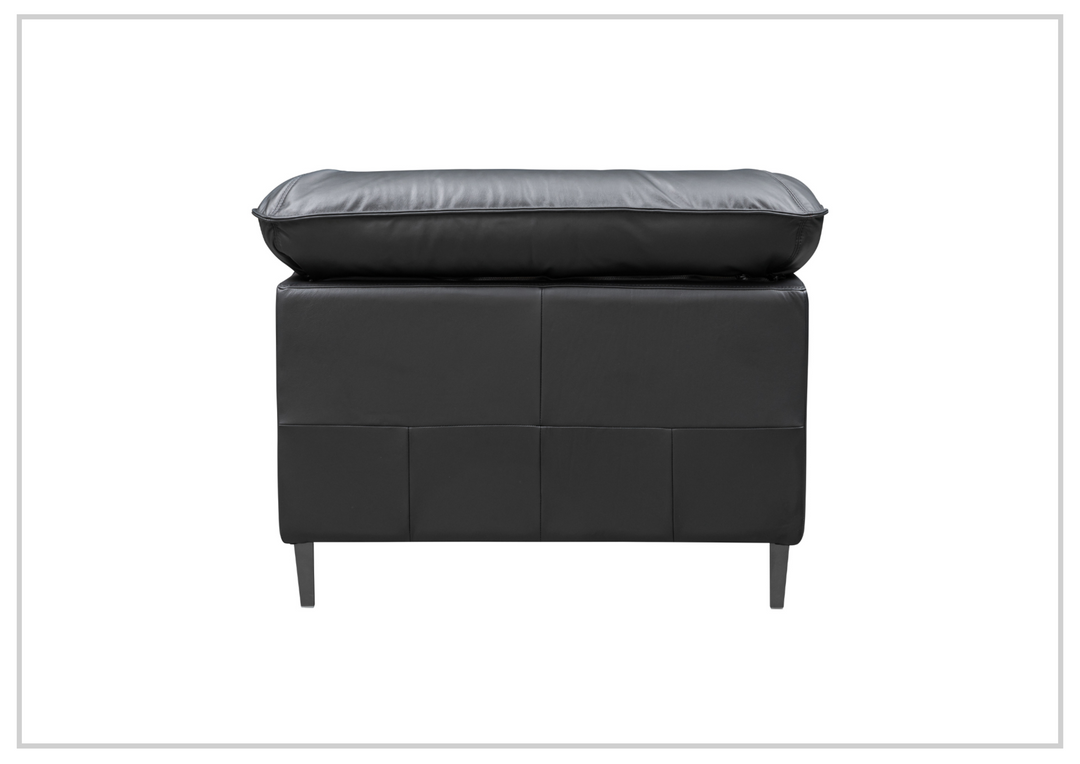 Klaussner Dolce Black Leather Stationary Chair with Cushion Arms