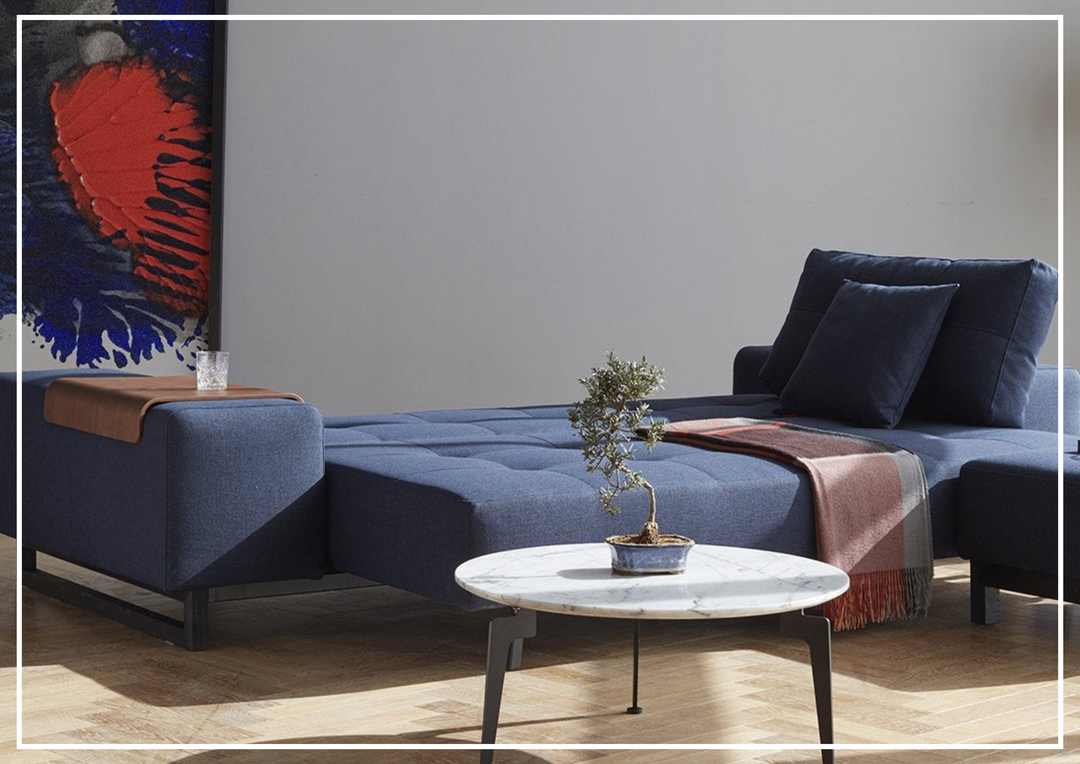 Innovation Living Grand DEL 2-Seater Fabric Sleeper Sofa with Ottoman-SOFABED