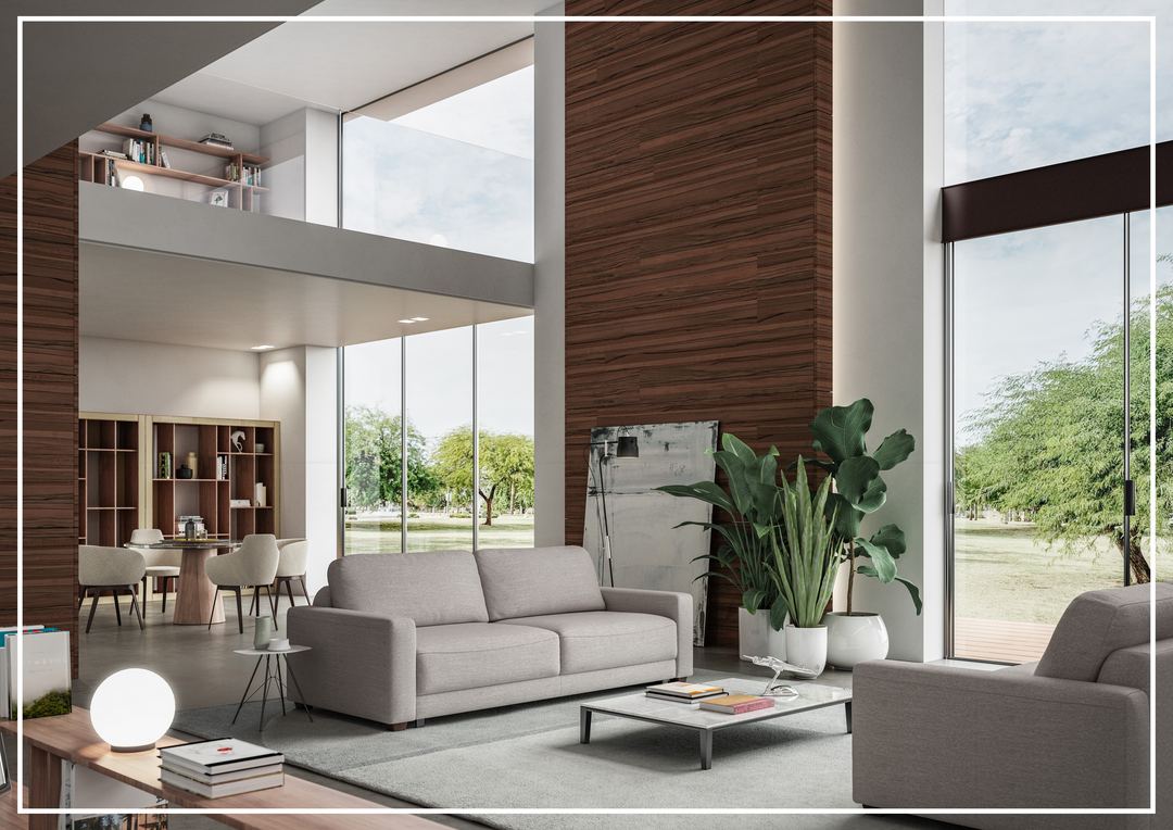 Luonto Belton Gray Fabric Sofa Sleeper With Manual or Power Option-SOFABED