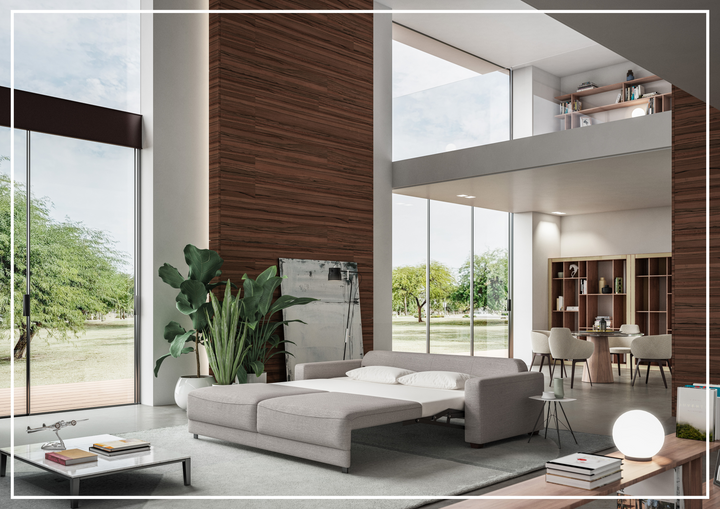 Luonto Belton Fabric King Sofa Sleeper With Manual or Power Option-SOFABED