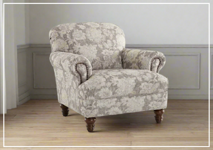 Klaussner Barnum Traditional Fabric Accent Chair with Rolled Arms