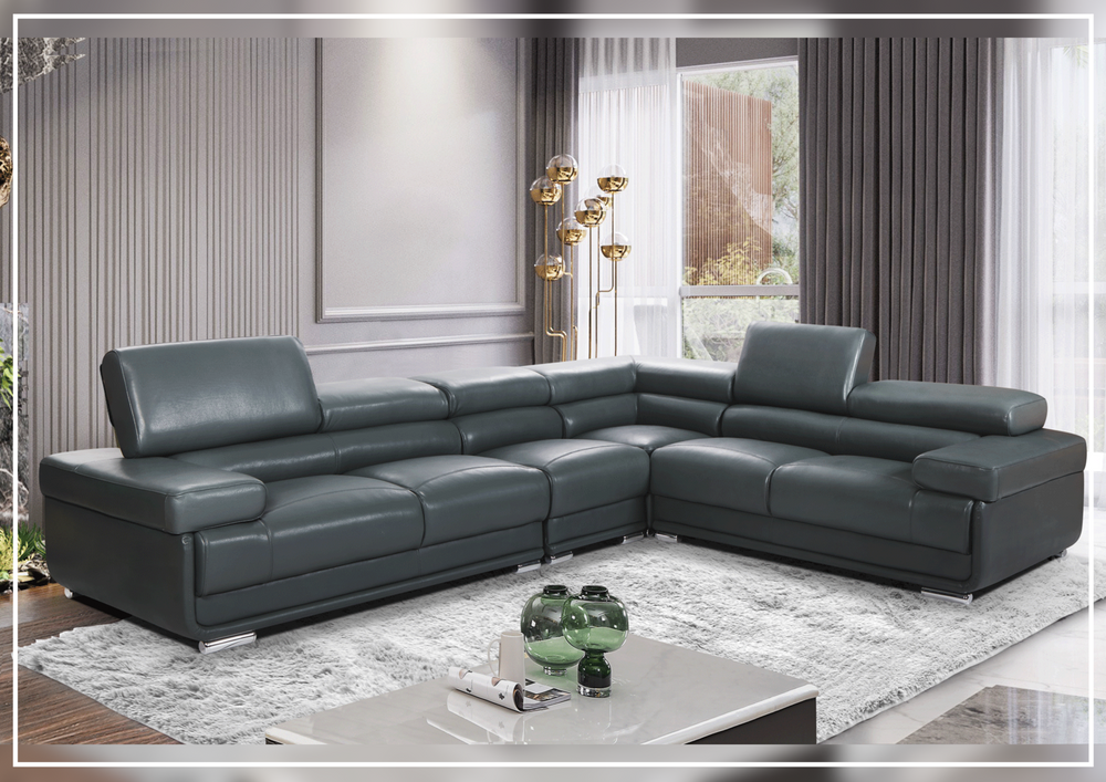 Baxton L-Shaped Leather Sectional Sofa-midnight gray