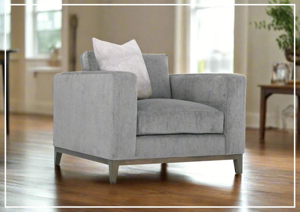 Bernhardt Noel Gray Fabric Chair with Square Arms-sofabed