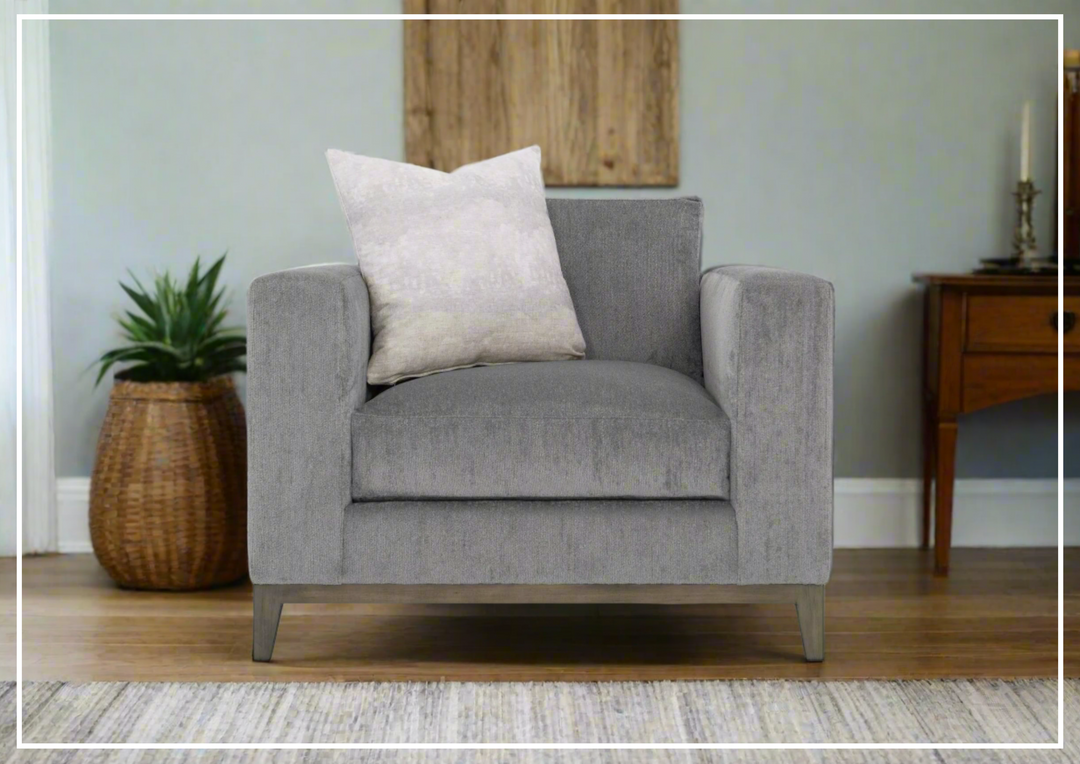 Bernhardt Noel Gray Fabric Chair with Square Arms-sofabed