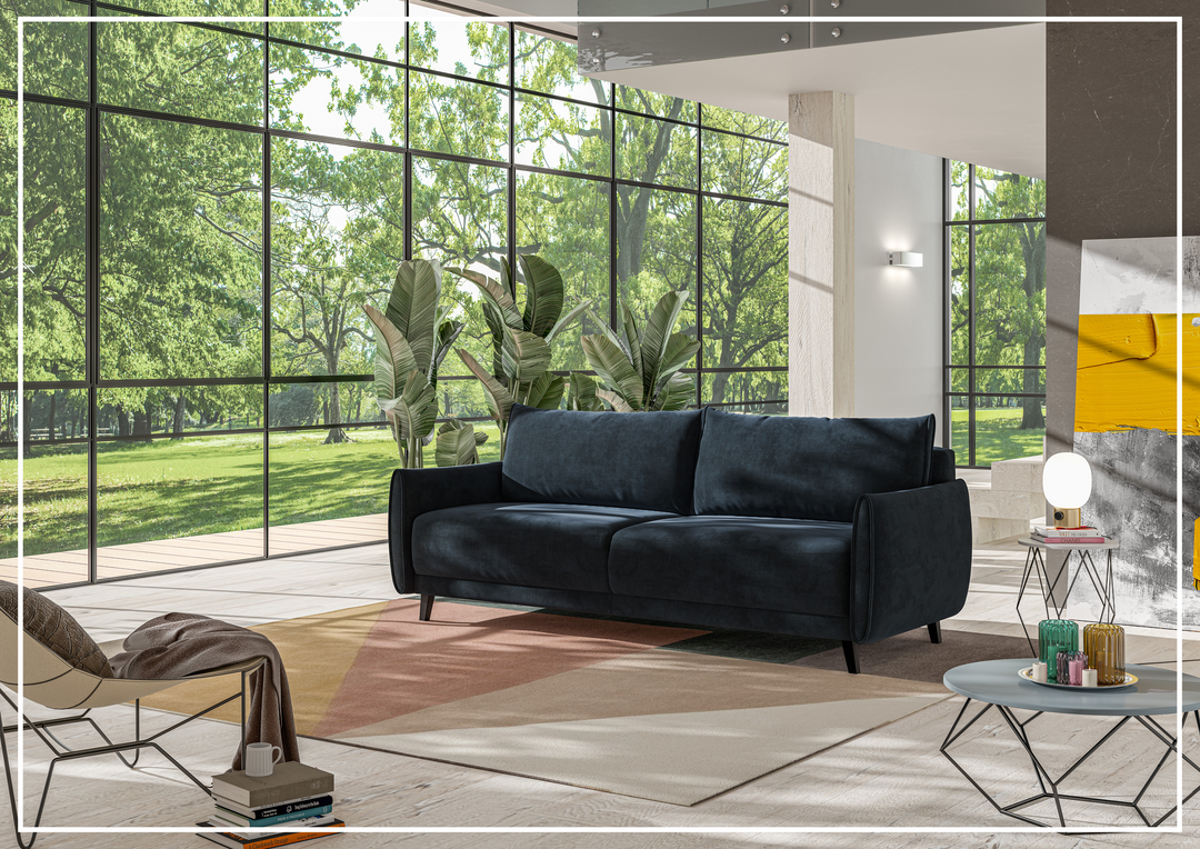 Dolphin Full XL Sofa Sleeper with High Black Legs-SOFABED