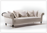 Klaussner Darla 3-Seater Beige Fabric Sofa with Tufted Rolled Arm-Sofabed