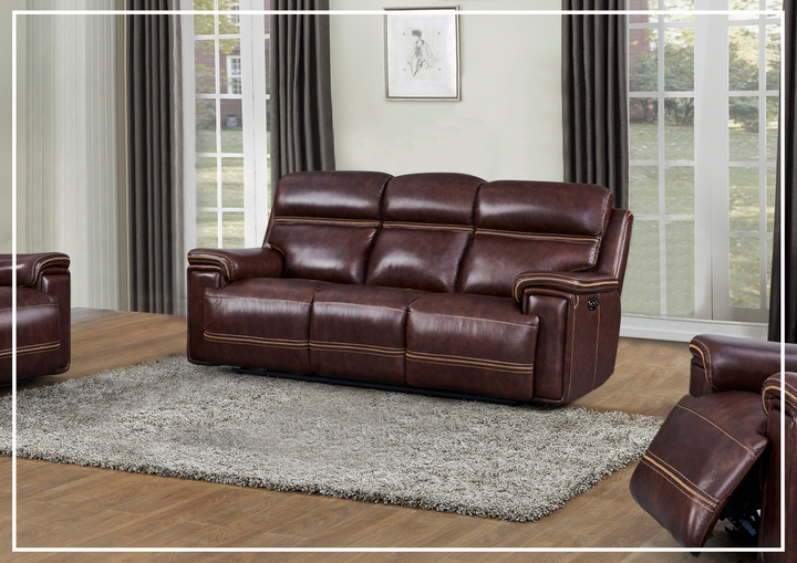 Gio Italia Fabiano Power Leather 3 Seater Sofa in Brown