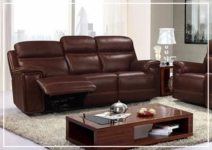 Gio Italia Fabiano Power Leather 3 Seater Sofa in Brown