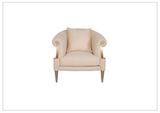 Klaussner Clarkson Beige Fabric Chair with Curved Rolled Arms