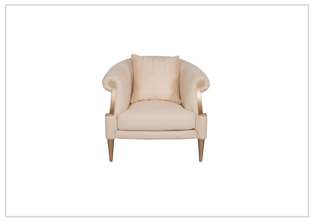 Klaussner Clarkson Beige Fabric Chair with Curved Rolled Arms