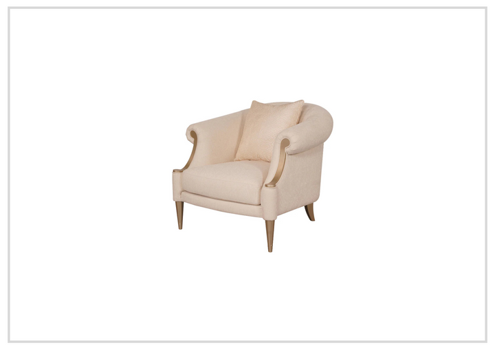 Klaussner Clarkson Beige Fabric Chair with Curved Rolled Arms