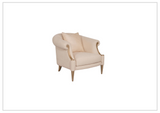 Klaussner Clarkson Beige Fabric Chair with Curved Rolled Arms