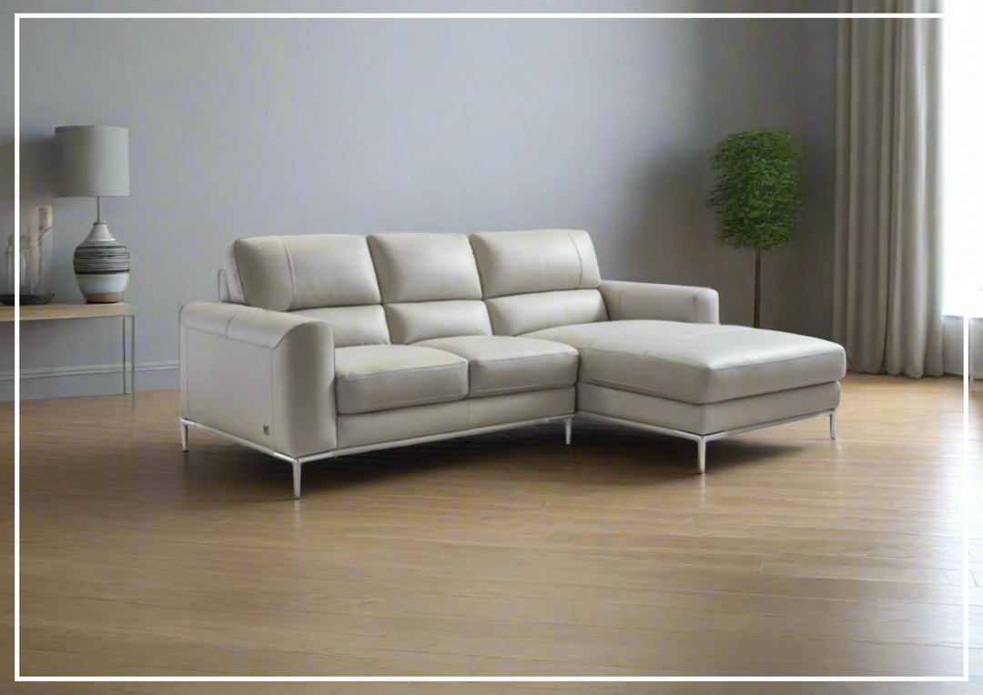 Gio Italia Crosby 3 Seater Modern Leather Sectional Sofa with Chaise-Sofabed