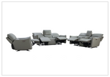 Gio Italia Heather Dark Gray Leather Power Recliner Loveseat W/Console-Sofabed