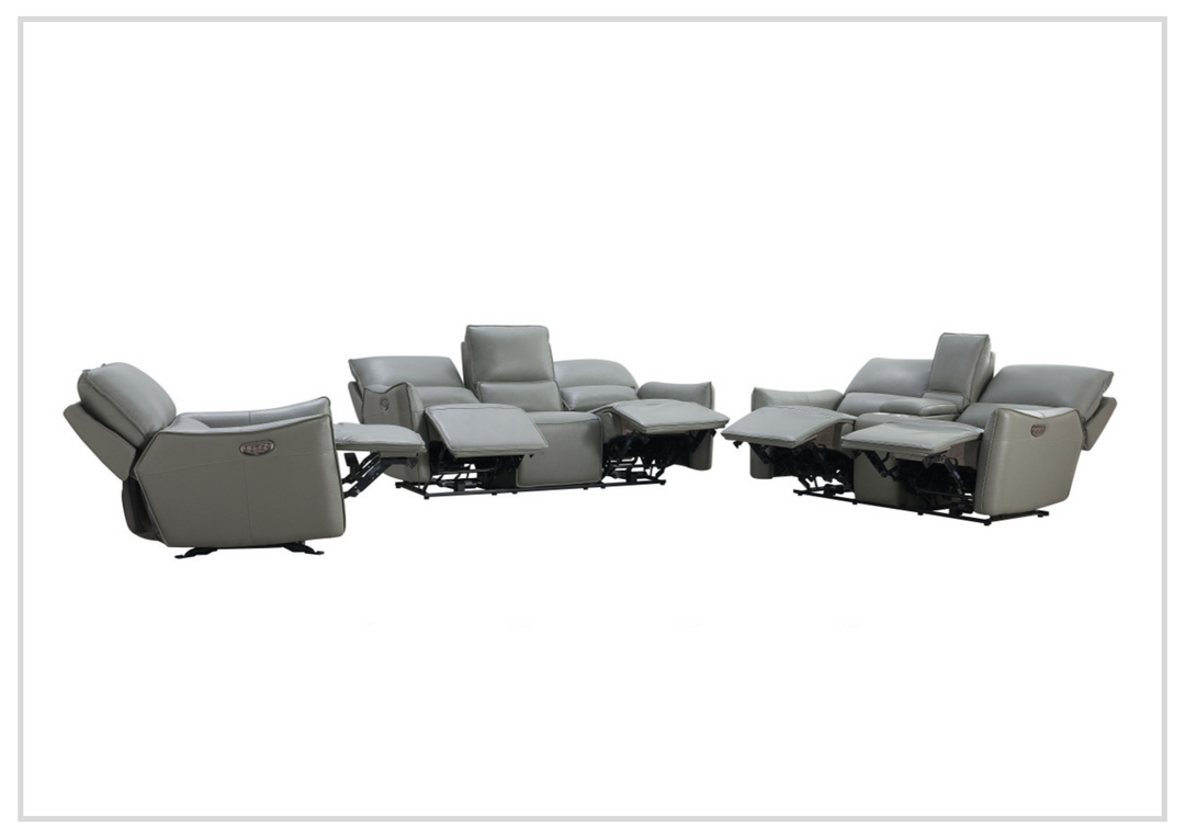Gio Italia Heather Dark Gray Leather Power Recliner Loveseat W/Console-Sofabed