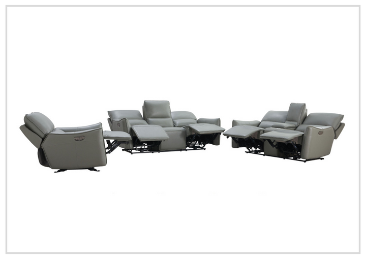 Gio Italia Heather Dark Gray Leather Power Recliner Loveseat W/Console-Sofabed