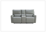 Gio Italia Heather Dark Gray Leather Power Recliner Loveseat W/Console-Sofabed