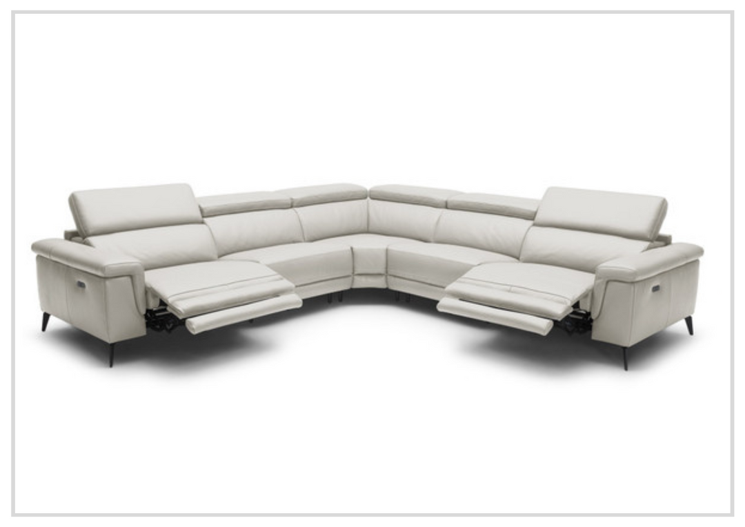 Gio Italia Hendrix Leather Power Sectional Sofa with Two Recliners-Sofabed