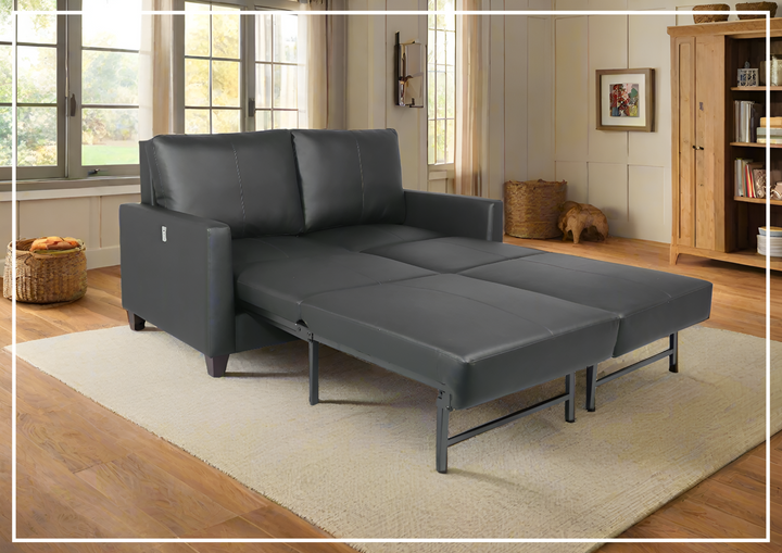 Gio Italia Nova Queen Leather Sleeper Sofa With Wood and Chrome Legs-Sofabed