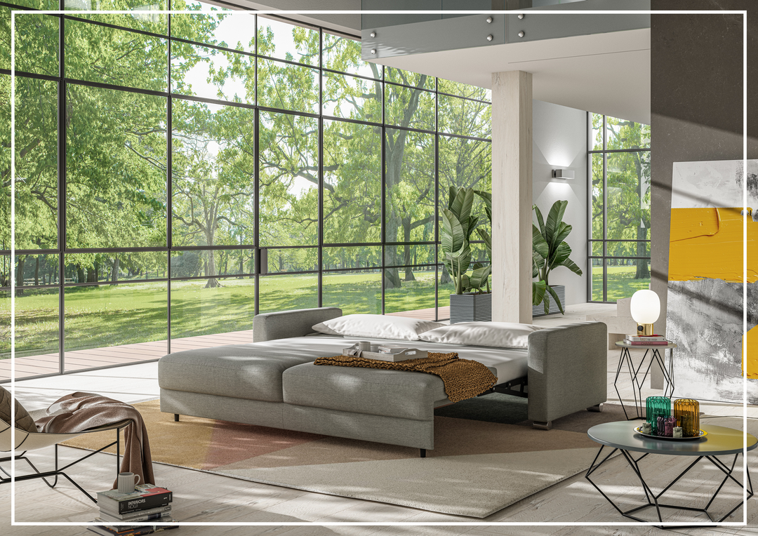 Luonto Hampton Sleeper in King and Queen Size With Walnut or Chrome Leg Finish-SOFABED